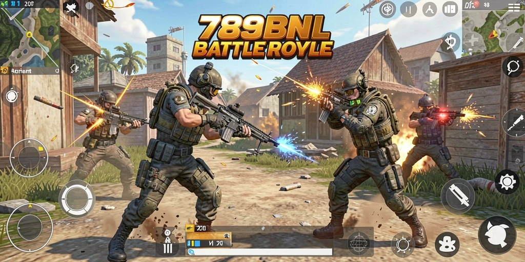 Screenshot utama gameplay Battle Royale 789BNL menampilkan aksi menegangkan di arena.