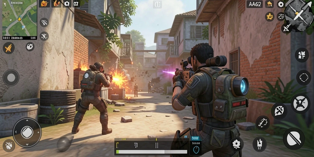 Tampilan gameplay seru dalam AA62 dengan aksi pertempuran dinamis.