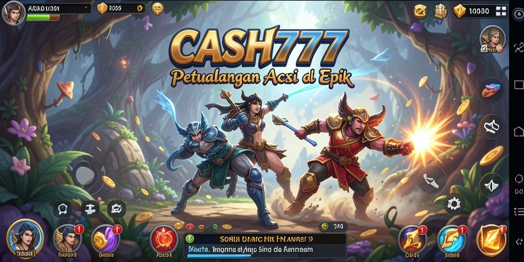 Tampilan gameplay <strong>CASH777</strong> yang memukau dengan pertempuran aksi yang dinamis.