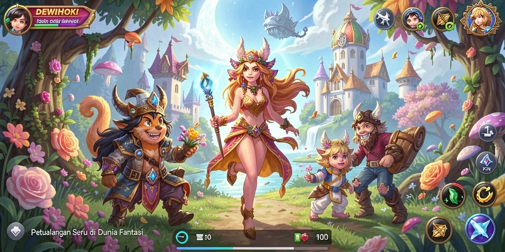 Tampilan seru dari gameplay DEWIHOKI yang penuh aksi RPG.