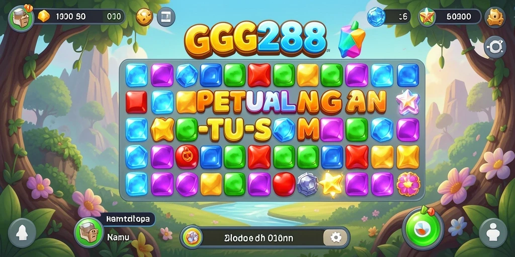 Tangkapan layar GG288 menampilkan gameplay Match-3 yang penuh warna dan menyenangkan.