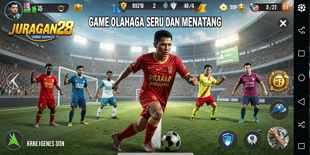 Gameplay seru dalam JURAGAN28 menampilkan aksi olahraga yang mendebarkan.