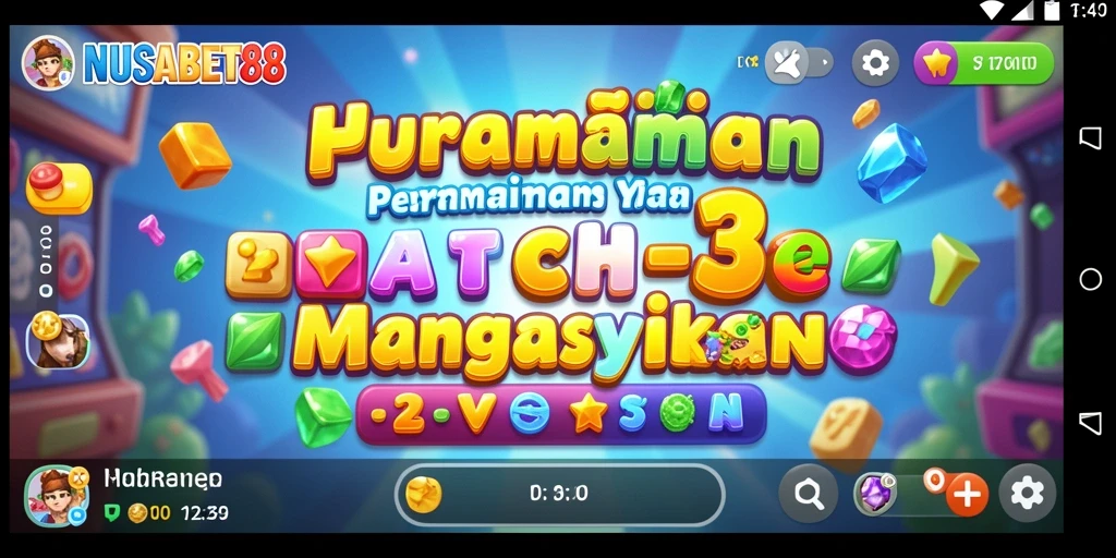 Tampilan gameplay NUSABET88 dengan karakter dan item yang cerah.
