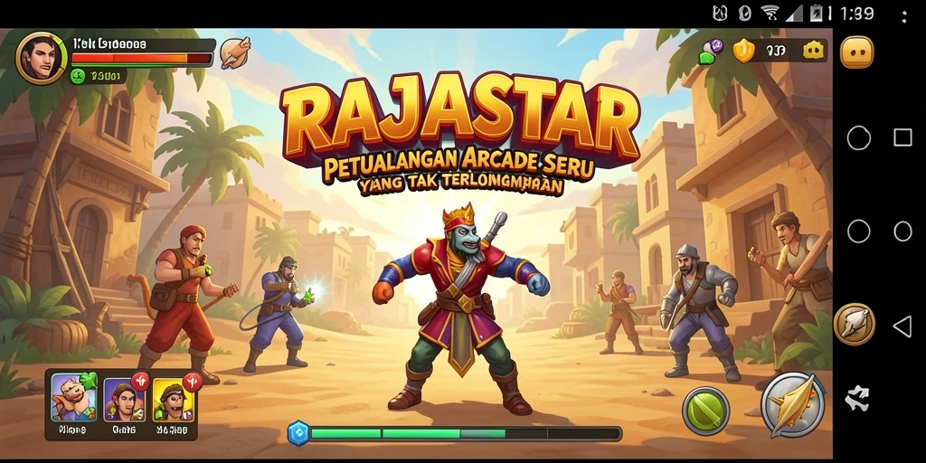 Tangkapan layar utama RAJASTAR yang menunjukkan aksi gameplay yang mendebarkan.