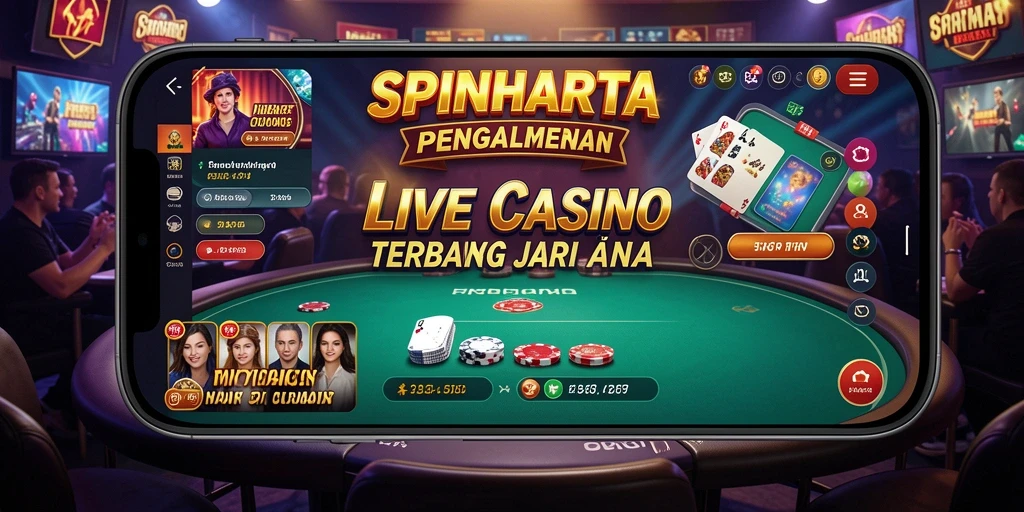 Screenshot SPINHARTA menampilkan gameplay kasino langsung yang mengasyikkan.